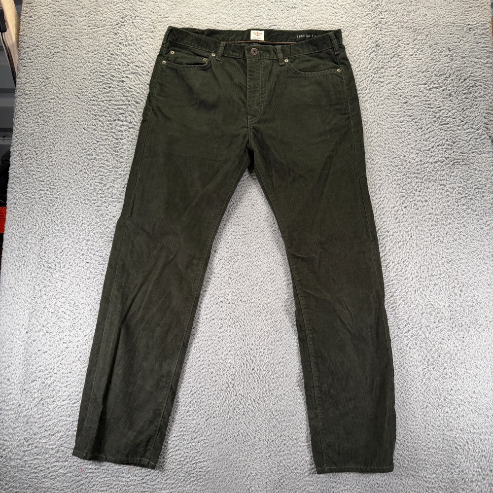 Dockers Pant Men's 36x32 Green Cotton Chino Corduroy Straight Business Preppy